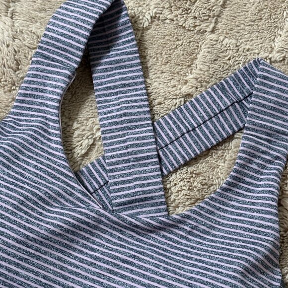 Lululemon All Sport Sport Yoga Athleisure Bra Hyper Stripe Mauvelous Grey 6 - Picture 4 of 7